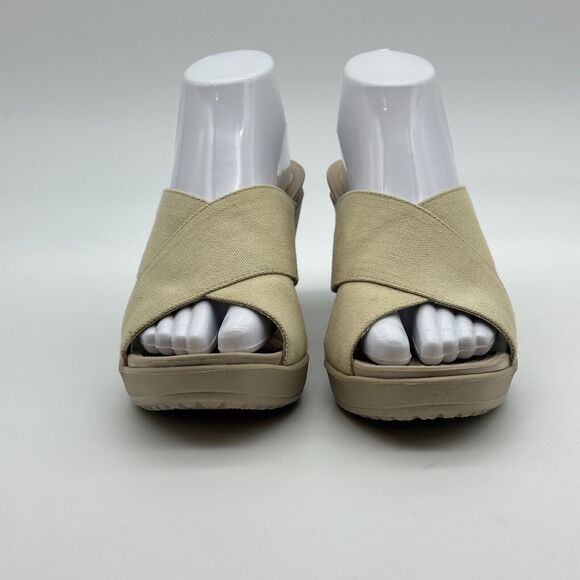 Crocs Leigh II Cris-Cross Strap Wedge Women's Size 10 Beige Comfort Sandals - Picture 6 of 12